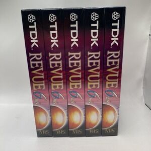 5 Pack TDK Revue Standard Grade T 120 Blank VHS Video Tape 6 Hours New SEALED